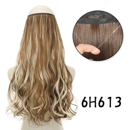 Blonde and Black Halo Hair Extensions for Effortless Volume and Length Boost