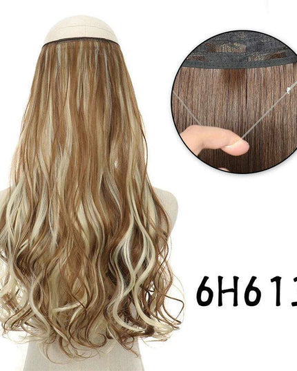 Blonde and Black Halo Hair Extensions for Effortless Volume and Length Boost