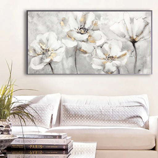 Elegant White Blossom Ink Wall Art Prints for Chic Home Decor with Traditional Touch