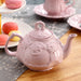 Elegant Pink Ceramic Tea Set - Retro Porcelain Tea Cup and Pot with British Floral Design