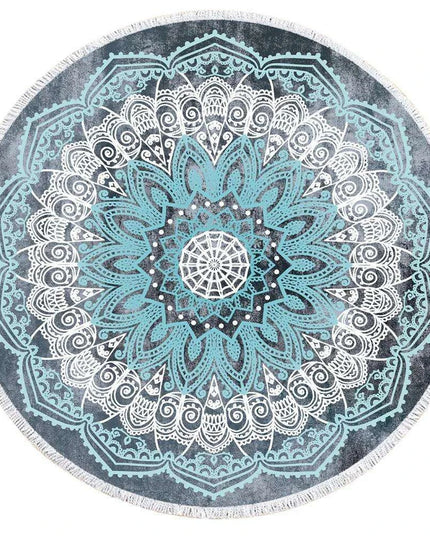 Bohemian Chic Round Microfiber Towel with Tassels - 150CM Luxe Beach Accessory