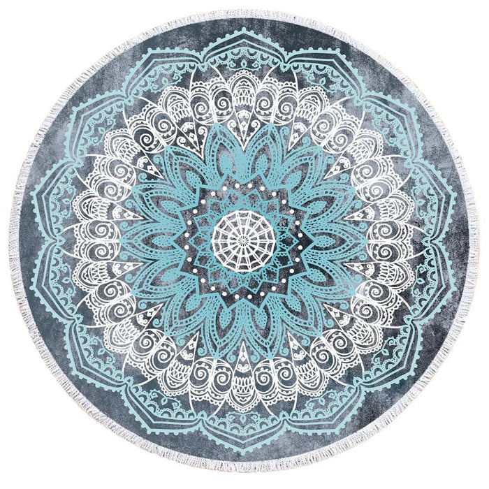 Bohemian Round Beach Towel with Tassel - Luxurious 150CM Microfiber Tapestry