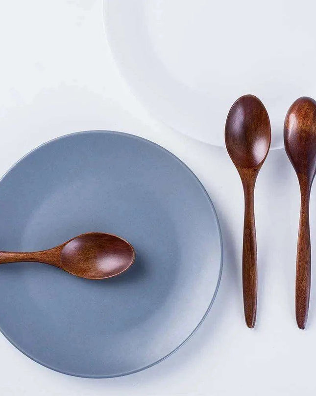 Natural Wooden 7-Inch Soup and Tea Spoon Set for Gourmet Cooking