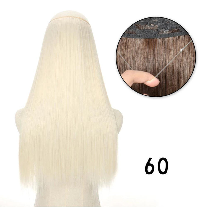 Blonde and Black Halo Hair Extensions for Effortless Volume and Length Boost
