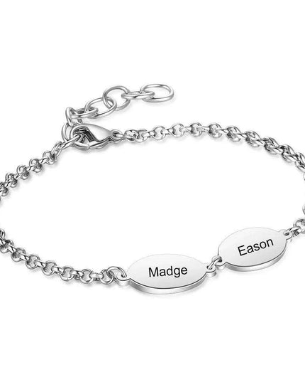 Personalized Engraved Oval Link Bracelets for Couples - Add 2 to 4 Names - Ideal Gift for Friends and Mothers