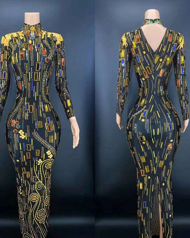 Sparkling Black Bodycon Dress with Rhinestone Details: The Ultimate Statement for Confident Women