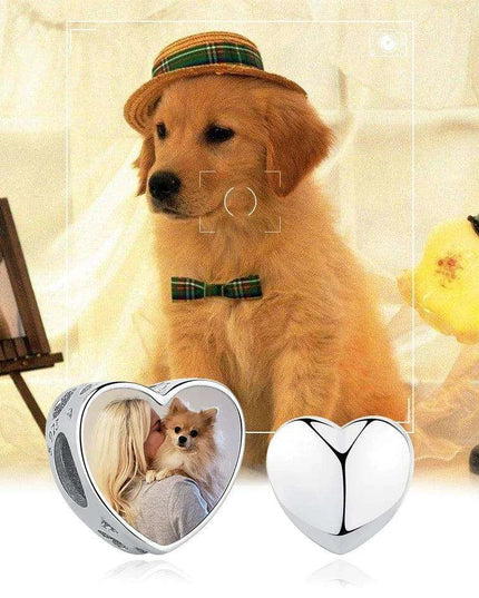 Customizable 925 Sterling Silver Heart Charm with Free Photo Engraving