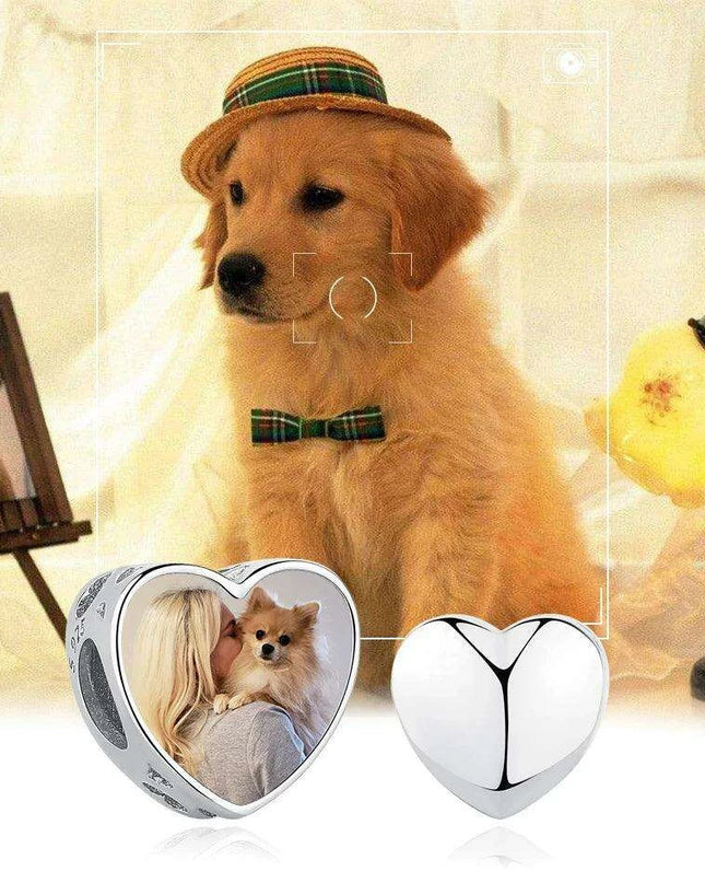 Customizable 925 Sterling Silver Heart Charm with Free Photo Engraving