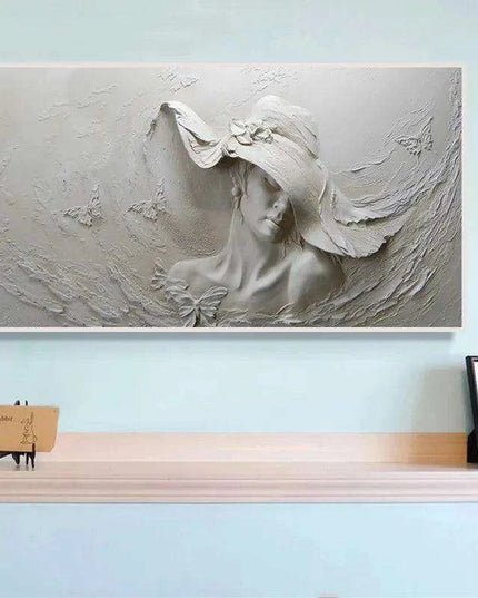 Timeless Elegance: Eco-Friendly Abstract Woman in Hat Canvas Art