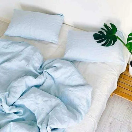 Tailored 100% Linen King Duvet Cover Available in Elegant Natural Gray, Soft Pink, and Serene Blue