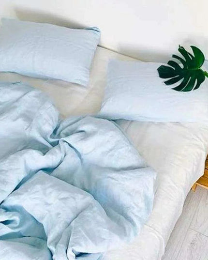 Tailored 100% Linen King Duvet Cover Available in Elegant Natural Gray, Soft Pink, and Serene Blue