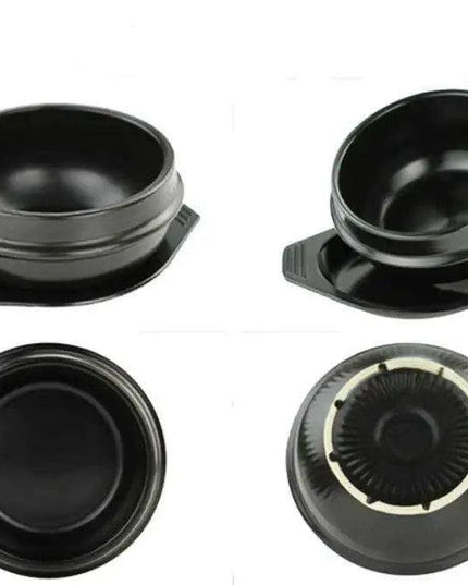 16-Piece Korean Dolsot Stone Bowl and Ceramic Ramen Set with Serving Trays - Assorted Sizes