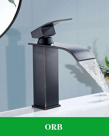 Modern Black Waterfall Faucet with Chrome Accents for Stylish Bathrooms