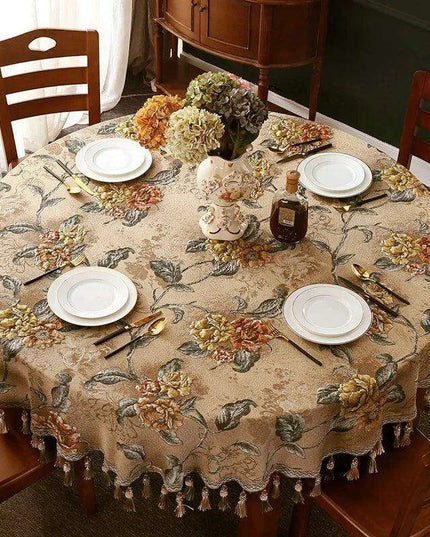 Elegant European Round Dining Table Cover for 1.8m to 2m Tables