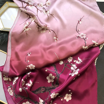 Luxury 100% Silk Floral Scarf for Women – Handmade Long Wrap