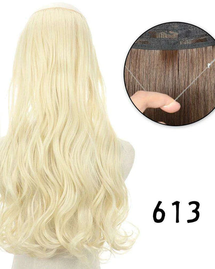 Blonde and Black Halo Hair Extensions for Effortless Volume and Length Boost