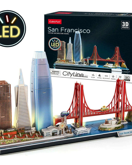 San Francisco Skyline LED 3D Puzzle - Interactive Architectural Model Kit for All Ages