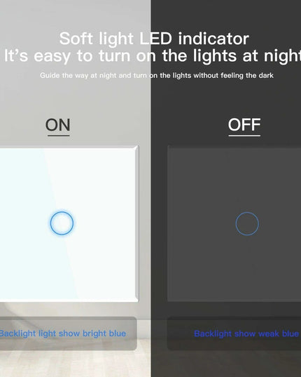 Touch Control Dual Location Stair Light Switch with Crystal Glass Panel in Modern White and Grey