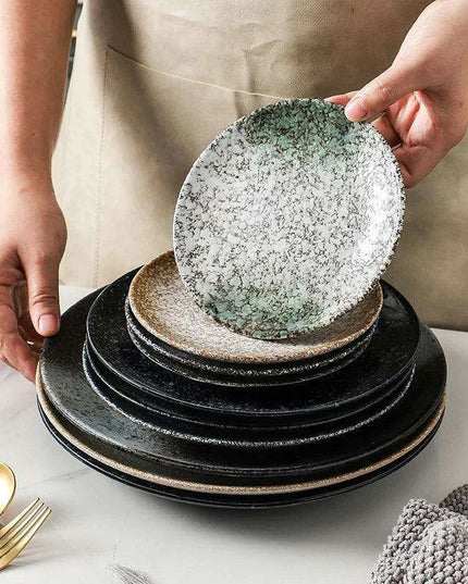 Elegant Japanese Stoneware Dining Plate Set - Choose Your Ideal Size (6, 8, or 10 Inch)