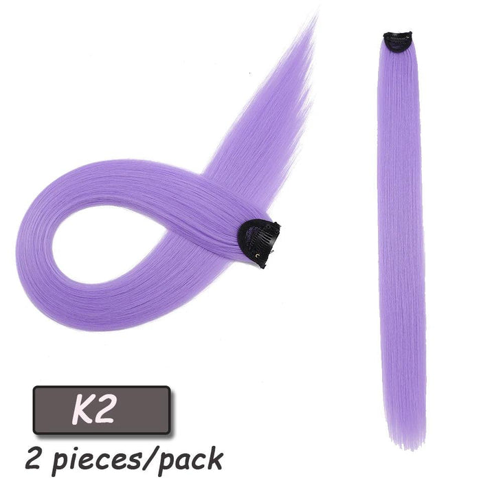 24" Colorful Ombre Clip-In Hair Extensions - Benehair Vibrant Synthetic Hairpiece