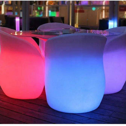 Glowing RGB LED Rechargeable Lounge Chair: Stylish Illuminated Armchair for Any Space