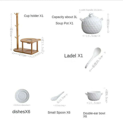 Nordic Elegance 21-Piece Pineapple Design Ceramic Dining Set