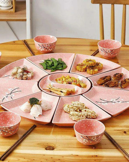 Artisan Hand-Painted Japanese Ceramic Dining Set with Elegant Platter and Bowl