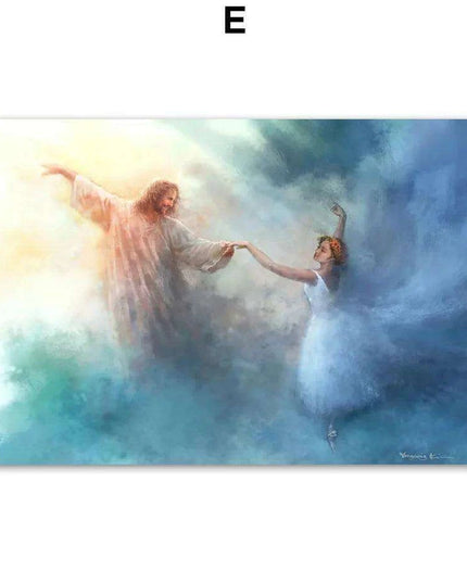 Divine Coastal Serenity: Christ Jesus Nordic Canvas Art for Spiritual Spaces