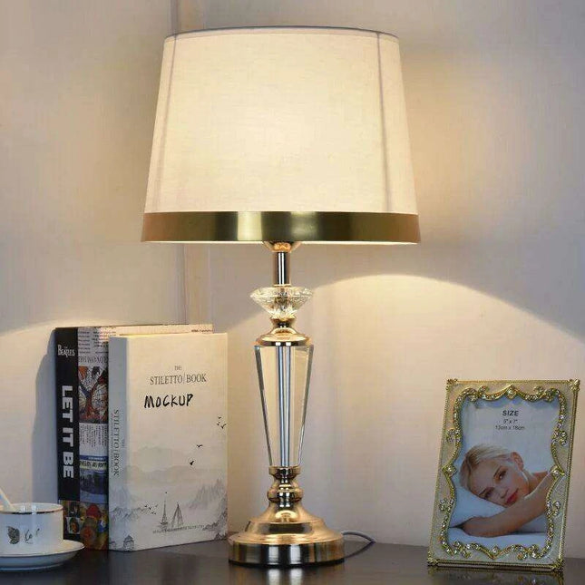 Sophisticated Crystal and Iron Table Lamp Set with Energy-Efficient LED Bulb for Chic Home Decor