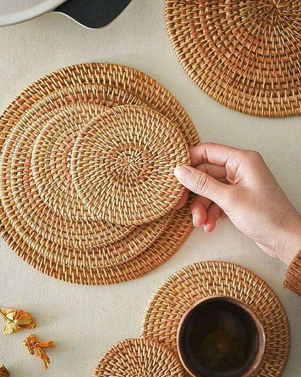 Handcrafted Sustainable Rattan Coasters - Eco-Friendly Drink Accessories for Every Occasion