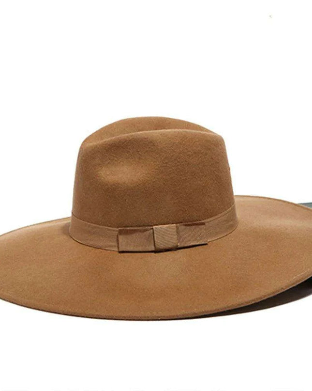 Chic Women's Wool Fedora Hat with Wide Brim and Charming Ribbon Bow - Ideal for Winter Events and Travel