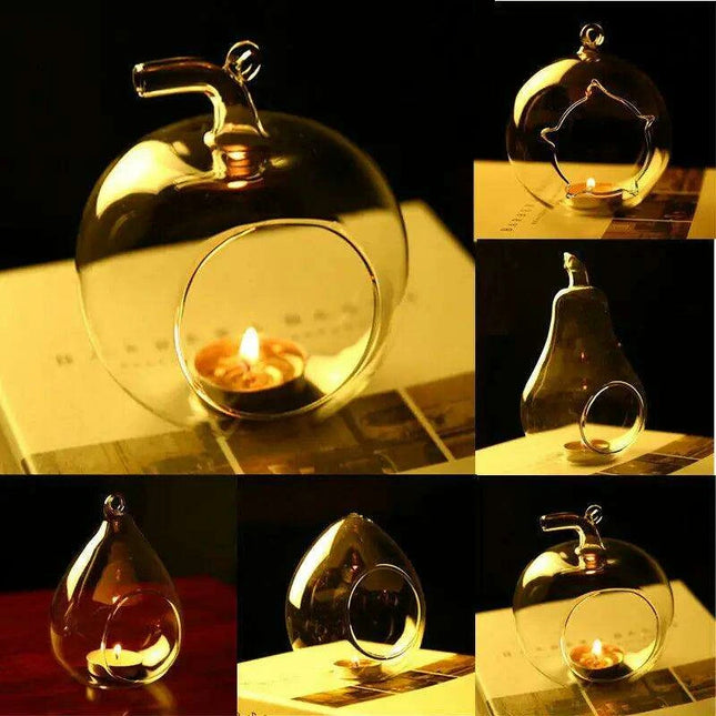 Charming Borosilicate Glass Hanging Candle Holder for Air Plants - Unique Handmade Design