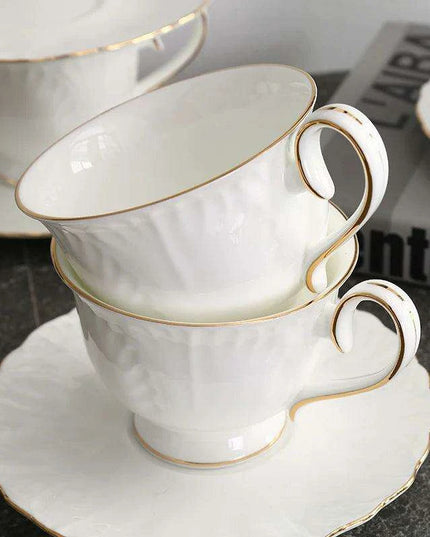 Timeless European Tea and Coffee Set: Luxurious Bone China Teapot and Cups