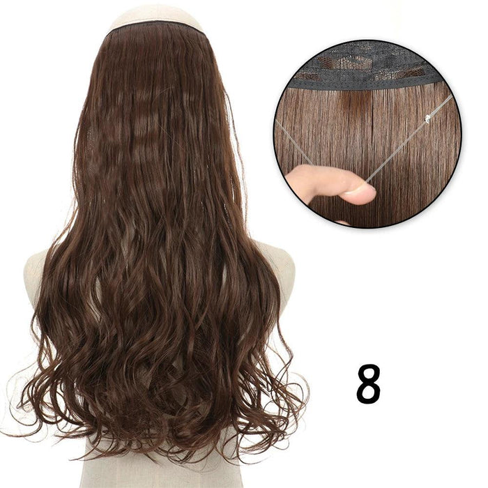 Blonde and Black Halo Hair Extensions for Effortless Volume and Length Boost