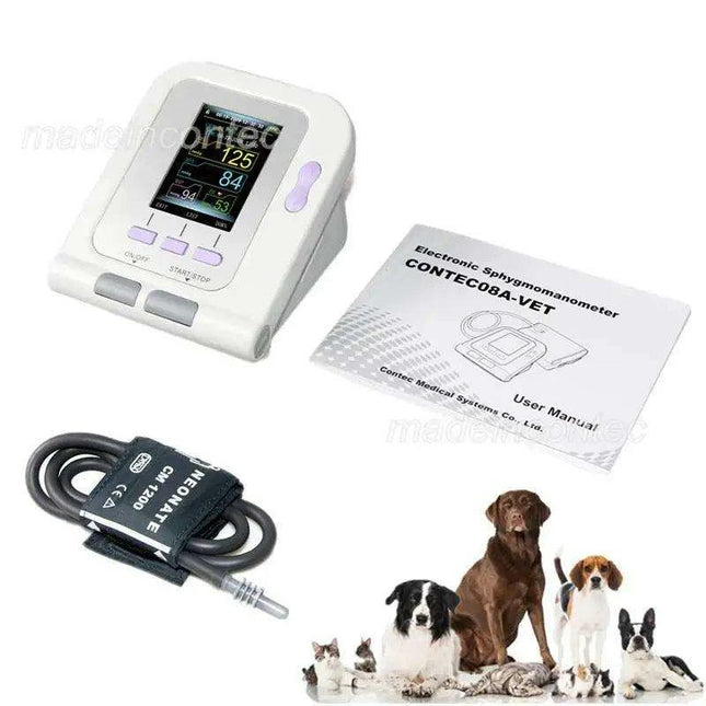 Pet Health Monitoring Made Easy: CONTEC08A-VET Digital Blood Pressure Monitor with NIBP Cuff & Software for Dogs and Cats