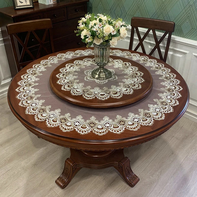 Lace Leaf Round Tablecloth — Transparent, Antifouling, 7 Sizes
