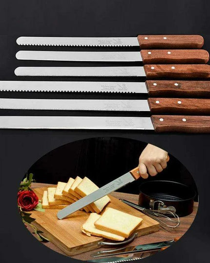 Gourmet Artisan Bread Knife Collection: Elegant Wooden Handle Duo