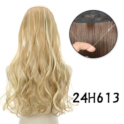 Blonde and Black Halo Hair Extensions for Effortless Volume and Length Boost