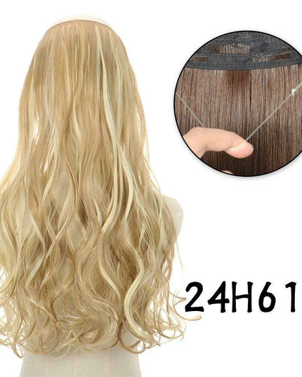 Blonde and Black Halo Hair Extensions for Effortless Volume and Length Boost
