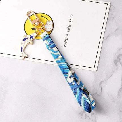 Kawaii Sakura Lucky Cat Keychain - Adorable Ceramic Charm for Good Fortune on Keys and Bags