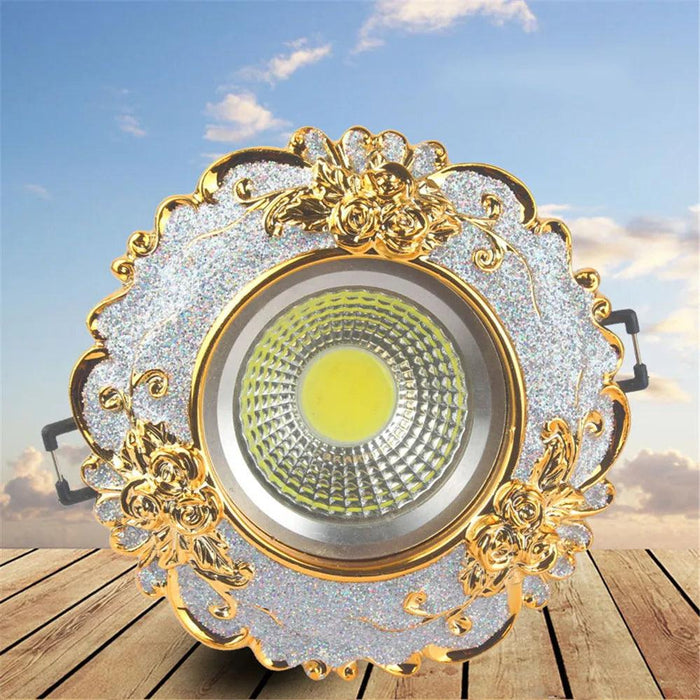 Luxurious Gold Resin Ceiling Fixture with Stylish Integrated Spotlights