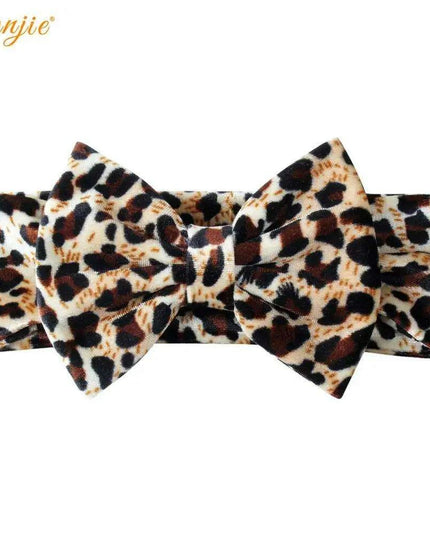 Leopard Print Velvet Headband and Hair Bow Set - Stylish Hair Accessories for Fashion-Forward Girls