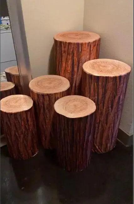 Customizable Wood Bark Elastic Fabric Cylinder Covers for Stunning Dessert Table Decor