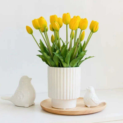 Lifelike Real Touch Tulip Bouquet - Set of 5 Soft Silicone Flowers for Elegant Home and Wedding Decor