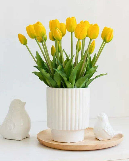 Lifelike Real Touch Tulip Bouquet - Set of 5 Soft Silicone Flowers for Elegant Home and Wedding Decor