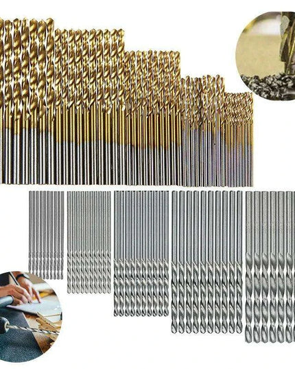 50-Piece Premium HSS Titanium Drill Bit Set for Woodworking and Metalworking