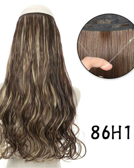Blonde and Black Halo Hair Extensions for Effortless Volume and Length Boost