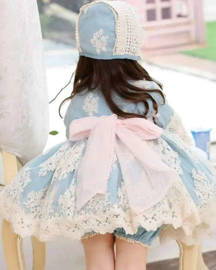 Charming 3-Piece Autumn Spanish Lolita Princess Lace Dress Set for Girls 12M-6T