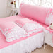 Korean Princess Pink Bow Cotton Bedding Set with Ruffles