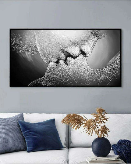 Elegant Monochrome Romance Canvas Artwork - Stylish Modern Wall Accent